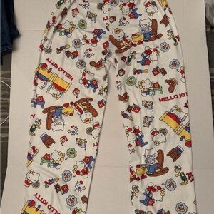 Hello Kitty Pajama Pants White Multicolor Pattern